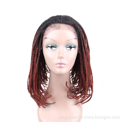 Micro Lace Front Braid Wig Short Blonde Black Wigs For Women Heat Resistant Synthetic Hair